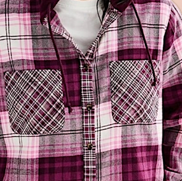 NWT Crop Button Up Shirt w Hood & Flap Button Box Pockets 2XL - Picture 12 of 16